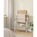 VASAGLE Handtuchhalter, stehend, Handtuchständer, zusammenklappbar, 4 Haken, Stofftasche, 98,6 cm hoch, Wohnzimmer, Schlafzimmer, Badezimmer, perlweiß-kamelbraun LLS020W01