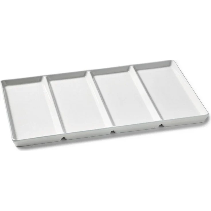 Betty Bossi Servierplatte Gourmet Servierplatte mit Fächern, rechteckige Porzellanplatte, weiß, Porzellan, (1 x Servierplatte), vier Unterteilungen, schlichtes Design, Länge 39 cm – Bild 5