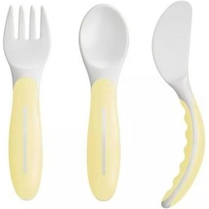 MAM Kinderbesteck Baby's Cutlery 6M+ Babybesteck (3-tlg), lebensmittelecht, mit rutschfesten Griffen – Bild 4