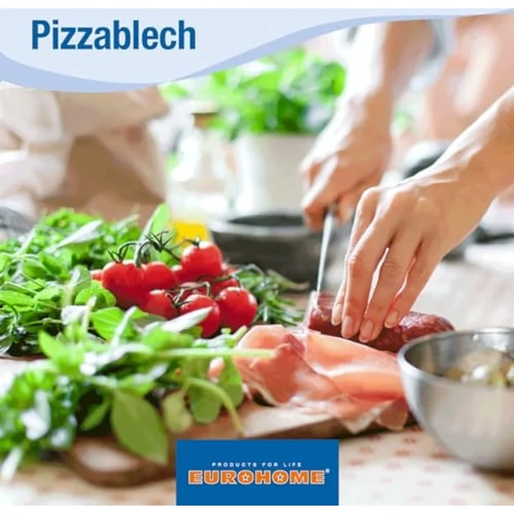 EUROHOME Pizzablech Ofenbackblech rund - Pizzaform - Pizzapfanne - Ofen Form - Backform, Karbonstahl, (1-St, Pizza Backblech Ø 33 cm), Pizzabackblech antihaft - hitzebeständig – Bild 6