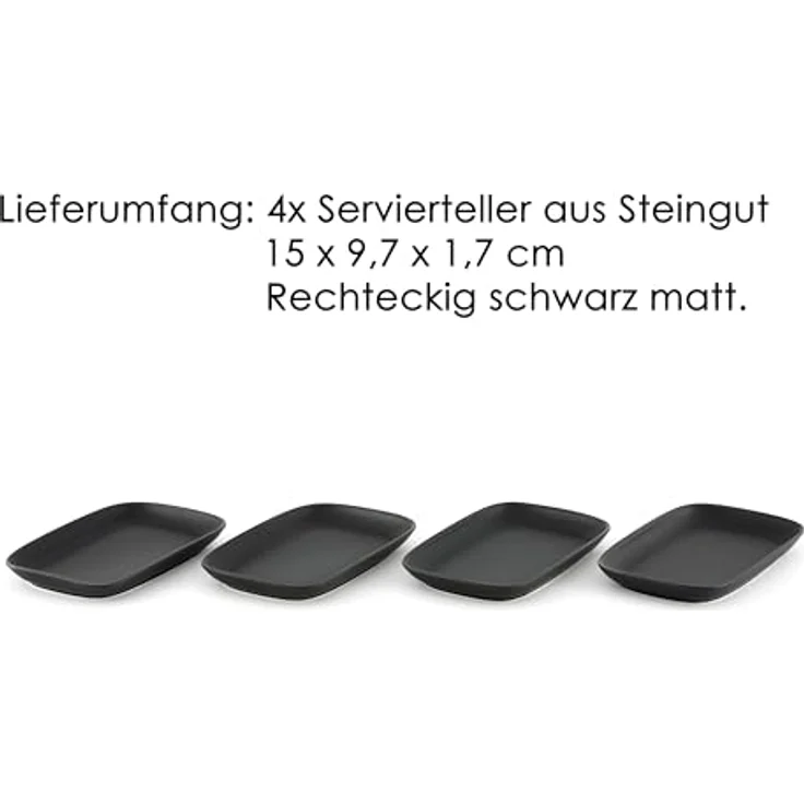 Hanseküche Servierteller Servierteller Vorspeisen Teller, Steingut, (Mezze Teller Servierteller aus Steingut, 4-tlg, 4er Set), Spülmaschinengeeignet – Bild 5