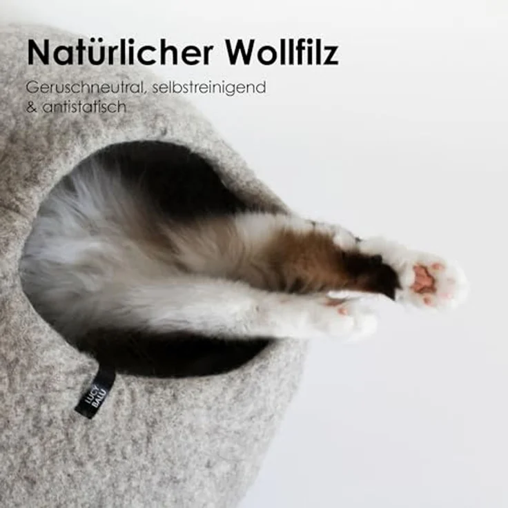 LucyBalu Tierbett Katzenhöhle aus Filz, Filzhöhle für Katzen, Kuschelhöhle für Katzen – Bild 3