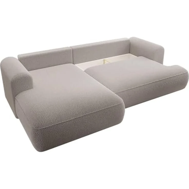 Selsey Sofa Ecksofa Eckcouch Schlafsofa Couch Mit Stauraum Schlaffunktion Pflegeleicht Polyurethanschaum L Form Links Boucle Dunkelbeige OVO – Bild 3