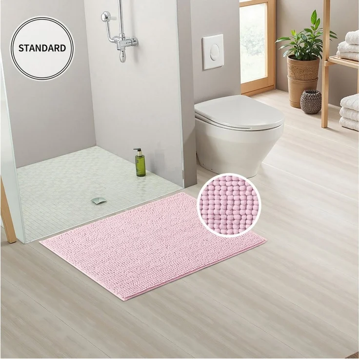 OTTO home Badematte Vanessa Chenille, Standard & Premium, 15mm oder 20mm, auch als 2er Set, rutschhemmend beschichtet, schnell trocknend, strapazierfähig, fußbodenheizungsgeeignet, Polyester, rechteckig, Uni Farben, besonders weich, flauschig, Badvorleger – Bild 3