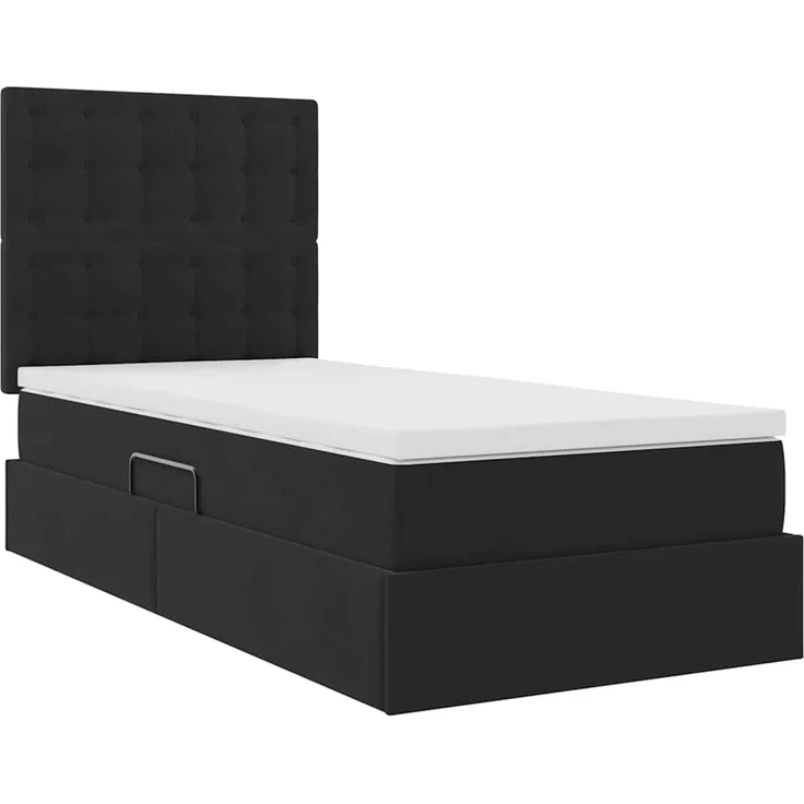 vidaXL LED-Speicherbett mit Matratze Schwarz 100 x 200 cm Samt 3372767 – Bild 6