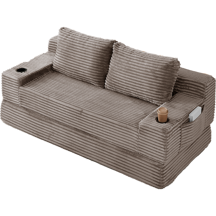 ZUBALIYA Sofa mit LED - Beleuchtung, mit Stauraum, mit Cordbezug, mit breiten Armlehnen, ohne aufwendige Montage – Bild 4