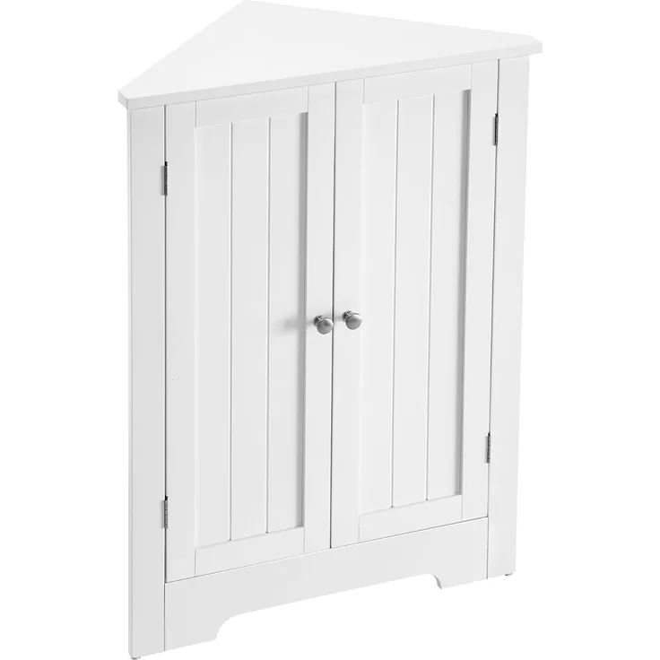 VASAGLE Eckschrank, Badezimmerschrank, mit Türen, verstellbare Ablage, für Badezimmer, Küche, Wohnzimmer, modern, Landhausstil, wolkenweiß BBC844P31