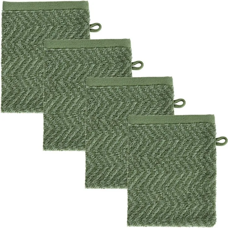 REDBEST Waschhandschuh Waschhandschuh "Palmdale" 4er-Pack, Frottier, Walk-Frottier gemustert