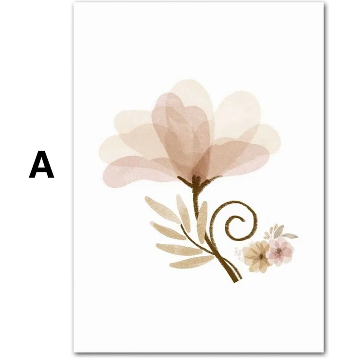 Poster Kinder süße Tiere im Boho Stil Bär Reh Regenbogen Vogel und Blume als Deko Print ohne Rahmen - A / 21 x 30 cm