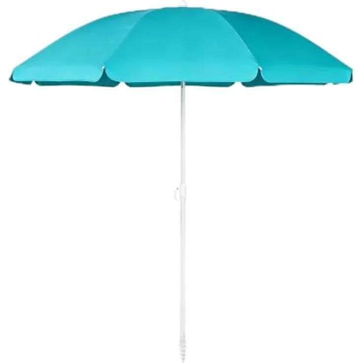 SUNULA Sonnenschirm 160 cm, Balkonschirm knickbar mit Bodenhülse & Schutzhülle, höhenverstellbar, neigbar, UV-Schutz 50+, Farbe Weiß mit silbernem Mast