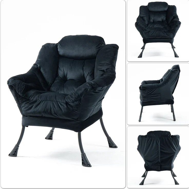 DESVIAE Sessel mit Nackenstütze 70x20x77 cm Metall Schwarz – Bild 3