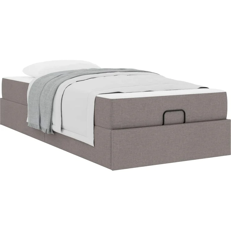 vidaXL Bettgestell mit Matratze mit Matratze 2 pcs Taupe Stoff 3399463 – Bild 2