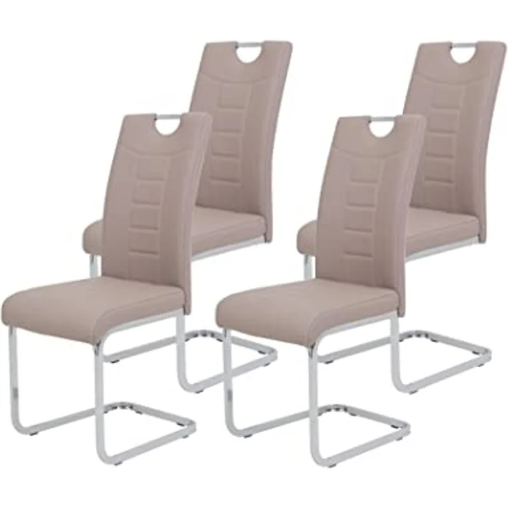 4er-Set Schwingstuhl 'RUBY S' Cappuccino braun Kunstleder – Bild 1