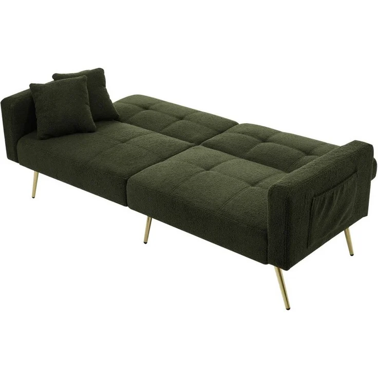 Celya Schlafsofa Schlafsofa mit Bettfunktion, verstellbarem Winkel, goldenen Beinen, mit Kissen und seitlichen Aufbewahrungstaschen – Bild 4