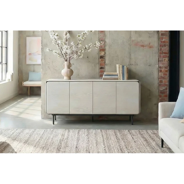 KAWOLA Sideboard AVRIL 4 Türen Eiche grau 87 x 40 x 181 cm – Bild 2