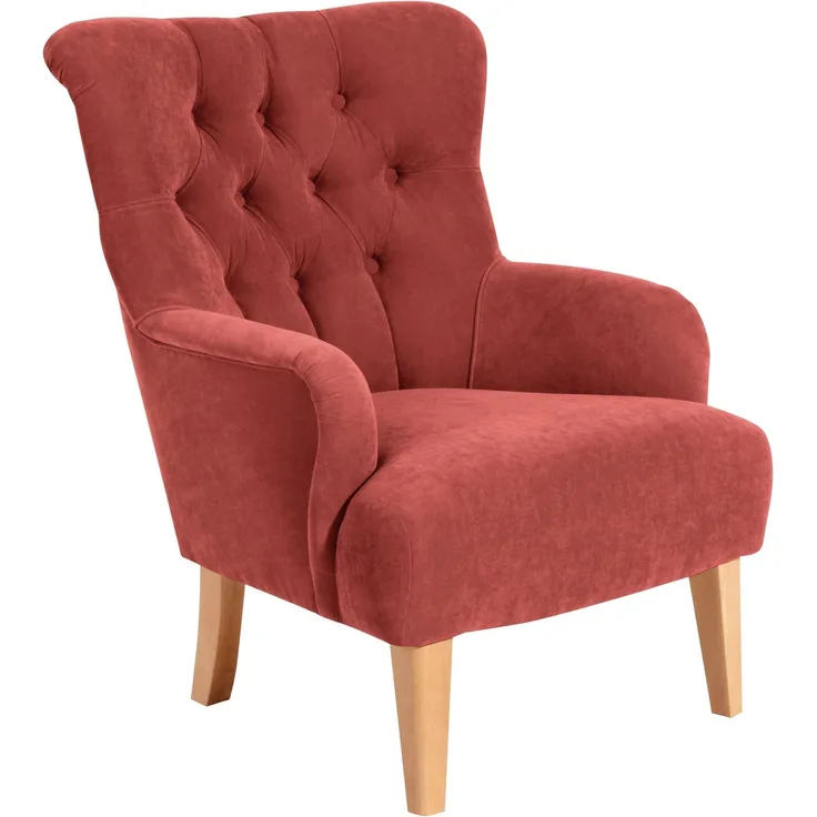 Sessel Kaiya Bezug Veloursstoff Buche natur / terracotta 21241