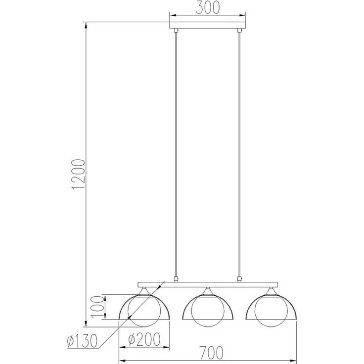 Hängeleuchte, 3-Flammig, Glas, rauch opal, schwarz, L 70 cm – Bild 10