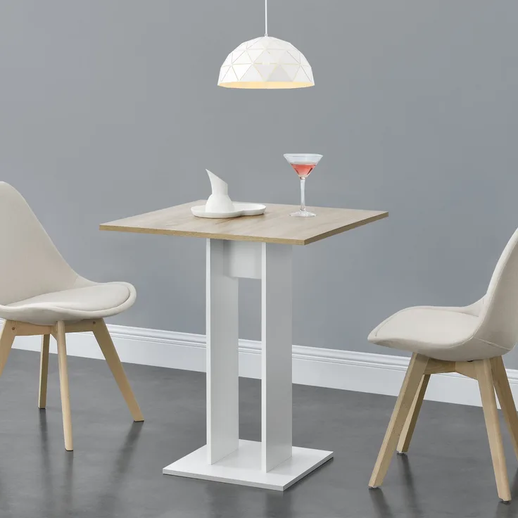 Küchentisch Lindesnes 65x65x78 cm Eiche/weiß [en. casa]
