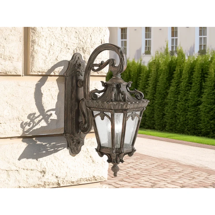 Extra große antike LED Außenwandleuchte hängend Bronzefarbig, Höhe 74cm – Bild 1