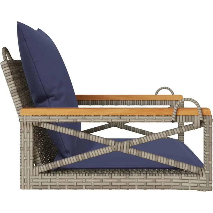 vidaXL Hängesessel mit Kissen Grau 63x62x40 cm Poly Rattan 368177 – Bild 5