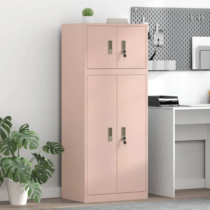 vidaXL Aufbewahrungsschrank 2 stk. Rosa 60 x 40 x 145 cm Stahl 3438694 – Bild 1