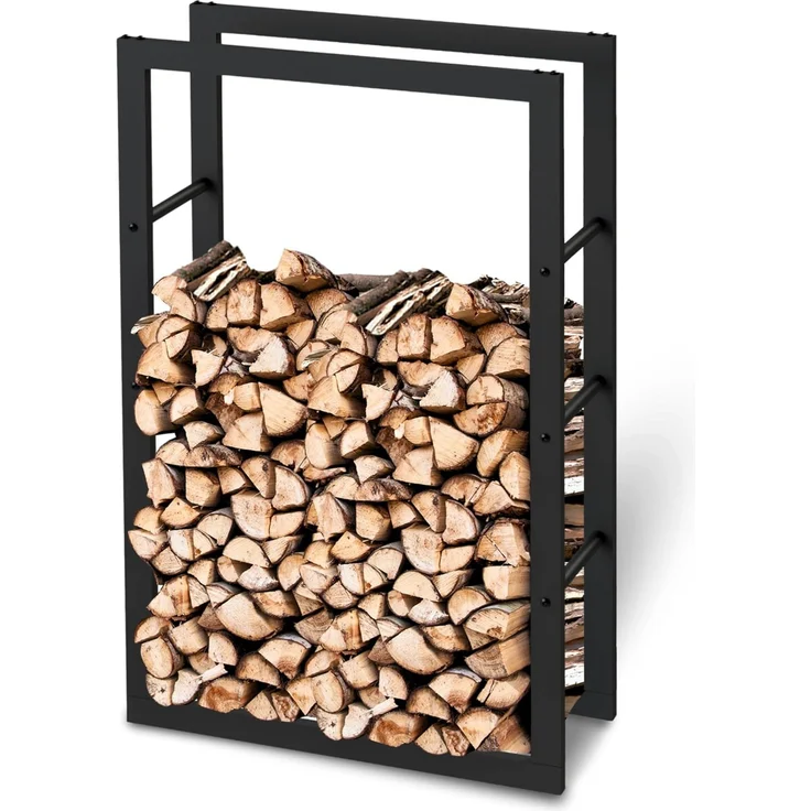 Kaminholzregal - Metall, Schwarz - BHT 60 x 100 x 25cm – Bild 1
