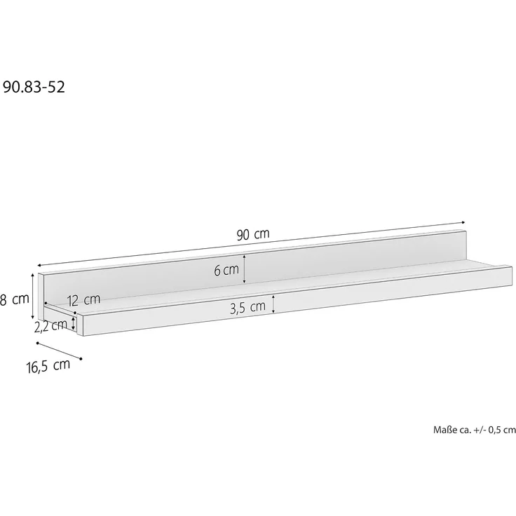 Wandregal Wandablage Esche lackiert in optionaler Breite V-90.83-50 – Bild 2
