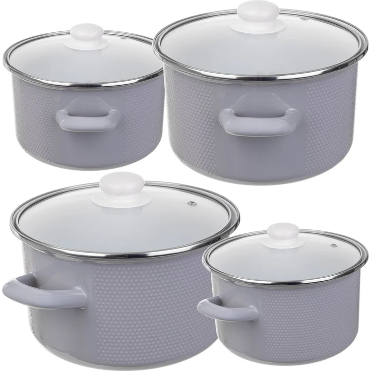 KADAX Set Emaille-Töpfe 2L+3L+4L+5L Hellgrau – Bild 8