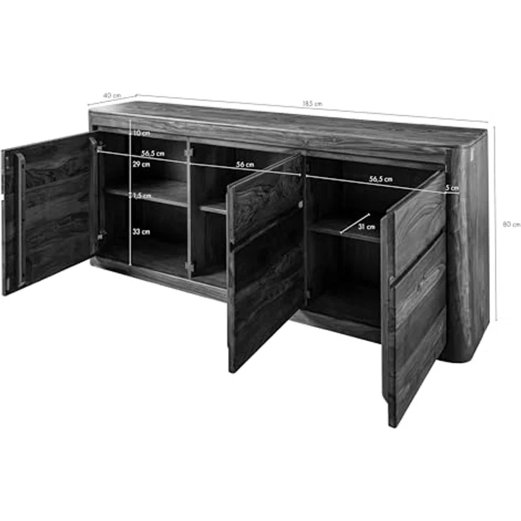 Sideboard Sheesham 185x40x80 smoked cherry gebeizt TORONTO #101 – Bild 3