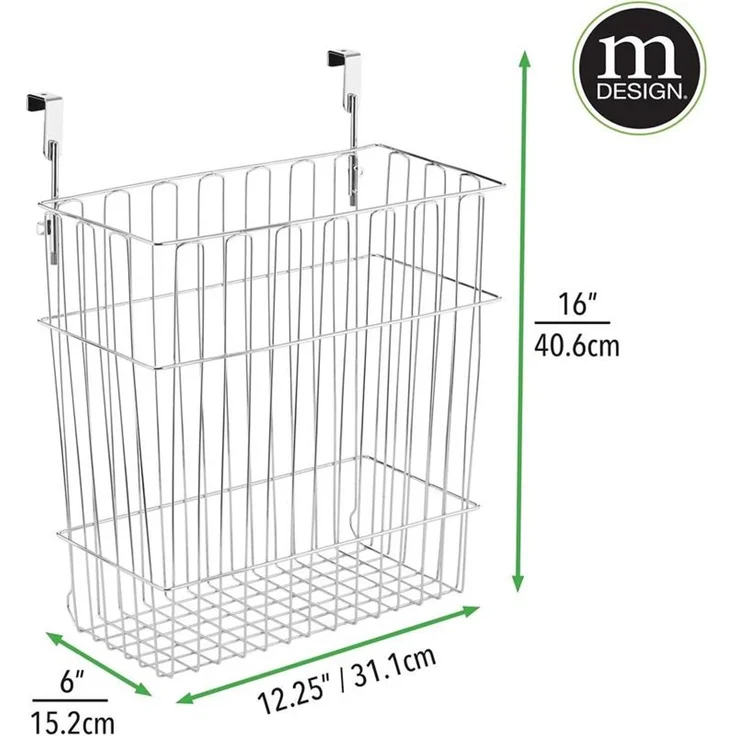 mDesign Hängekorb Schrankregal Aufbewahrungskorb Organizer 2er Set Metall Silber – Bild 2