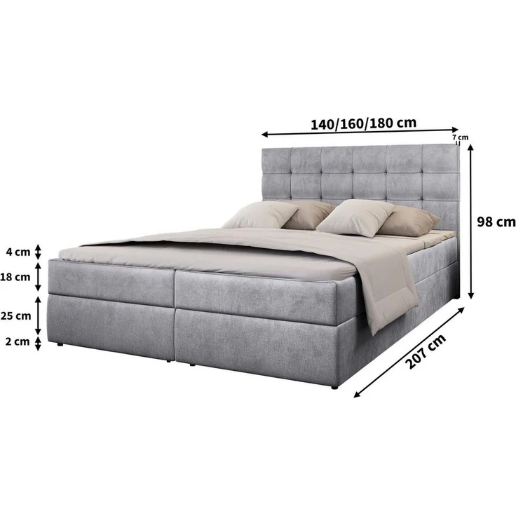 Masseno Boxbett GLOS 180x200 cm mit Bonell Matratze und Topper – Bild 2