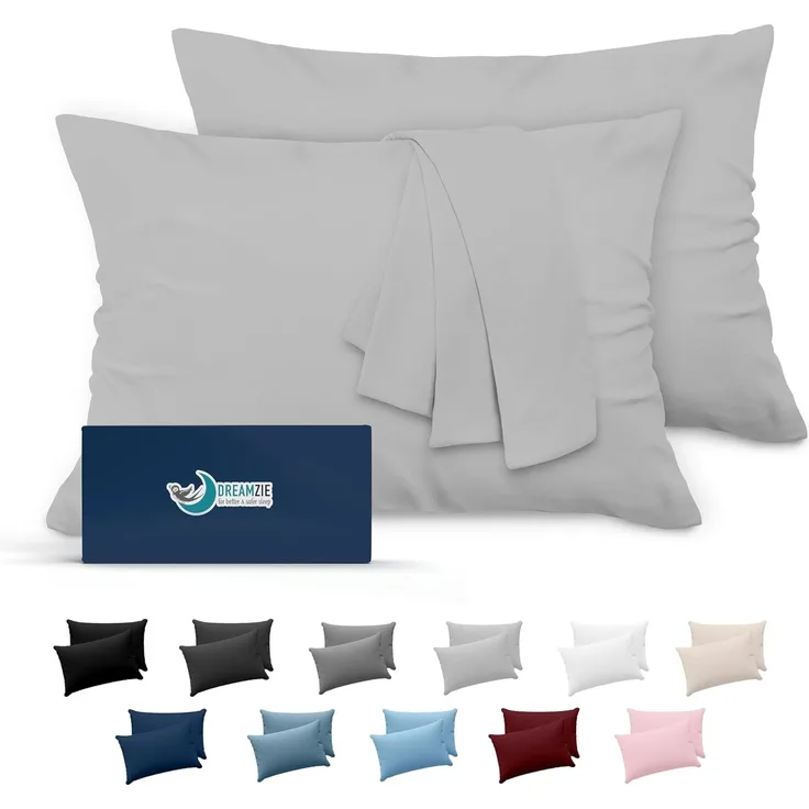 Dreamzie Kissenbezug 50x70 Grau 2er Set Mikrofaser Oeko-TEX Zertifiziert Kissen 50x70 Bezug Weich