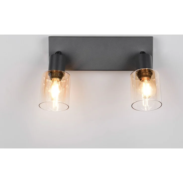 2-flammiger LED Deckenstrahler mit Glasschirmen Amberfarbig, Breite 27cm – Bild 6