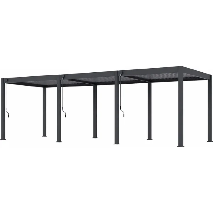 Pergola Classic 3 x 9 m Anthrazit | Aluminium Lamellendach freistehend