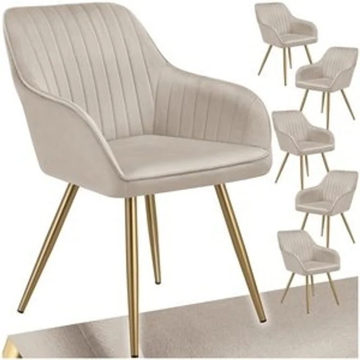 tectake Esszimmerstuhl Stuhl Marilyn, Samtoptik, gesteppt (Set, 6 St), Extra weicher Samtbezug mit stilvollem Steppmuster – Bild 6