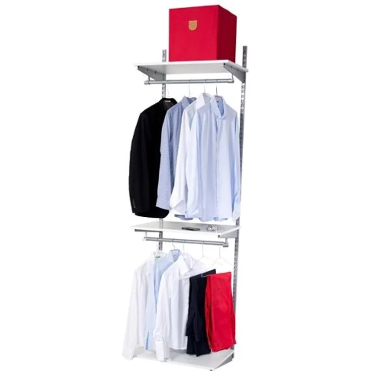 STAXX-System - modernes Wandregal - Starter-Set für Ankleide, Garderobe, Kleiderschrank, weiß/silber