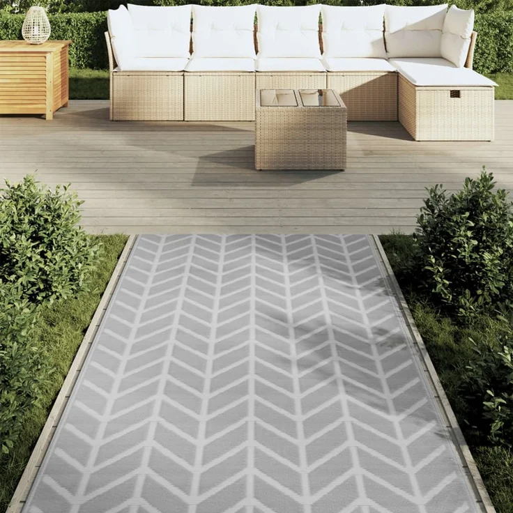 vidaXL Outdoor-Teppich ARAKIL Grau 120x180 cm PP 368542 – Bild 3