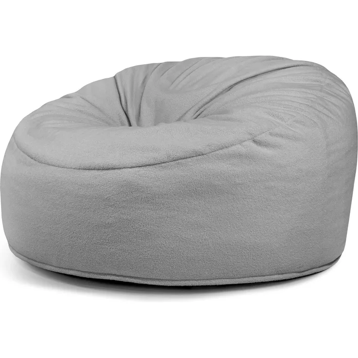 Schaumstoffsitzsack OM110, Bezugsstoff - Teddy, 100% Polyester, White Grey 90x135x135