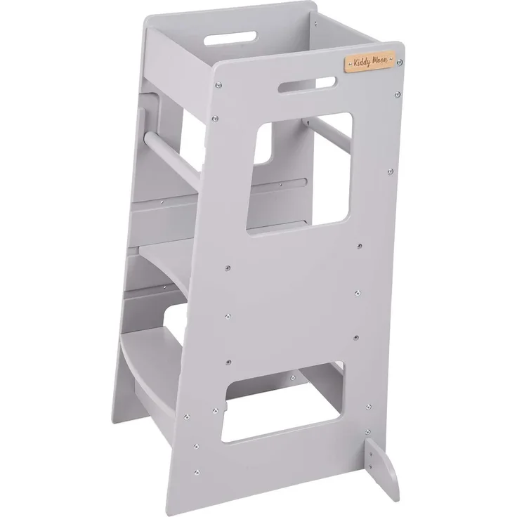 KiddyMoon Lernturm Für Kinder Baby Lernstuhl Montessori Küchenhelfer ST-003, Grau, (HxTxB) 91,5 x 49,4 x 39,3 cm