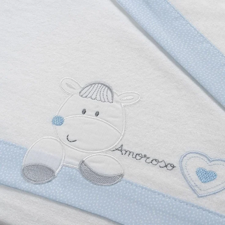 Flanell Bettwäsche für Kinderbett Liebe Herz Weiß und Blau – Bild 2