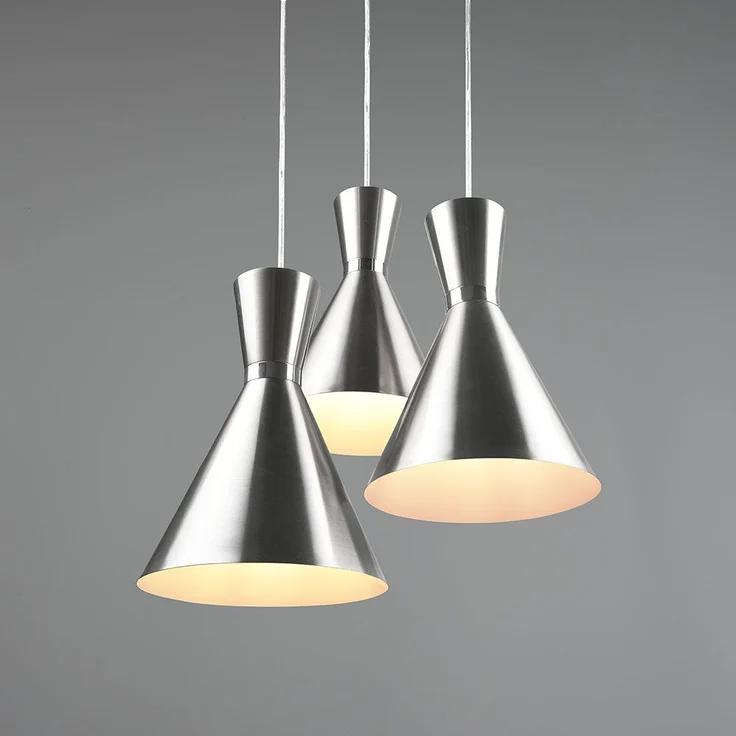 Hängeleuchte, 3 Flammig, Metall, nickel-matt, H 150 cm – Bild 7