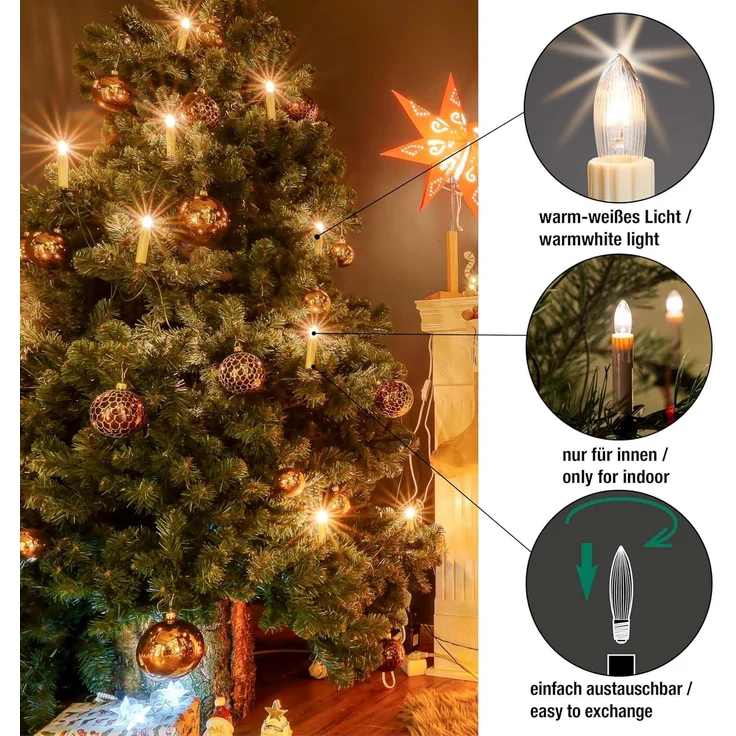 hellum Ersatz-Kerzen für Schwibbogen, 25 Stück 12V 3W Riffelkerze für Weihnachtsbaum Kerzen Lichterketten innen mit 20 Brennstellen, Birnen für Lichterbogen E10/ 12V/ 3W/ 22 Lumen 912111 – Bild 4