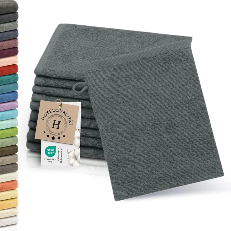 ZOLLNER Waschlappen, (10-St), dauerhaft strahlende Farben, weich, 16x21 cm, 100% Baumwolle, vom Hotelwäschespezialisten – Bild 1