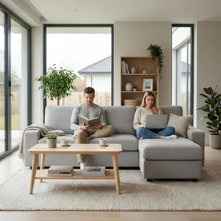 Ball & Cast Ecksofa Klein mit Stauraum, Moderne L-förmige und Umkehrbare Couch für Wohnzimmer, Schlafzimmer & Wohnung, Hellgrau