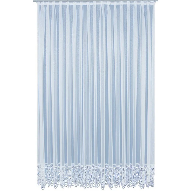 Wirth Gardine Elena (1 St), Faltenband, halbtransparent, Sablé, Store veredelt mit echter Plauener Spitze Stickerei, gerade – Bild 5