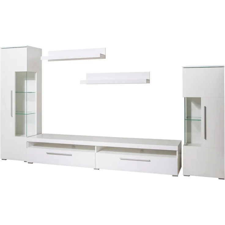 INOSIGN Wohnwand India,Breite 290cm moderne Mediawand ohne Beleuchtung, (Set, 5-St, fdete), Anbuwand (Set,5-St, 2xVitrine, 1TV-Schrank, 2xWandregal) viel Stauraum – Bild 2