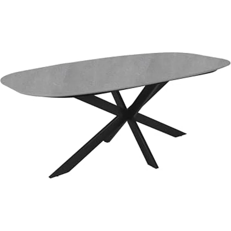 byLIVING Esstisch Oval, in Bootsform, Tischplatte in Naturstein-Optik grau, Breite 200 cm