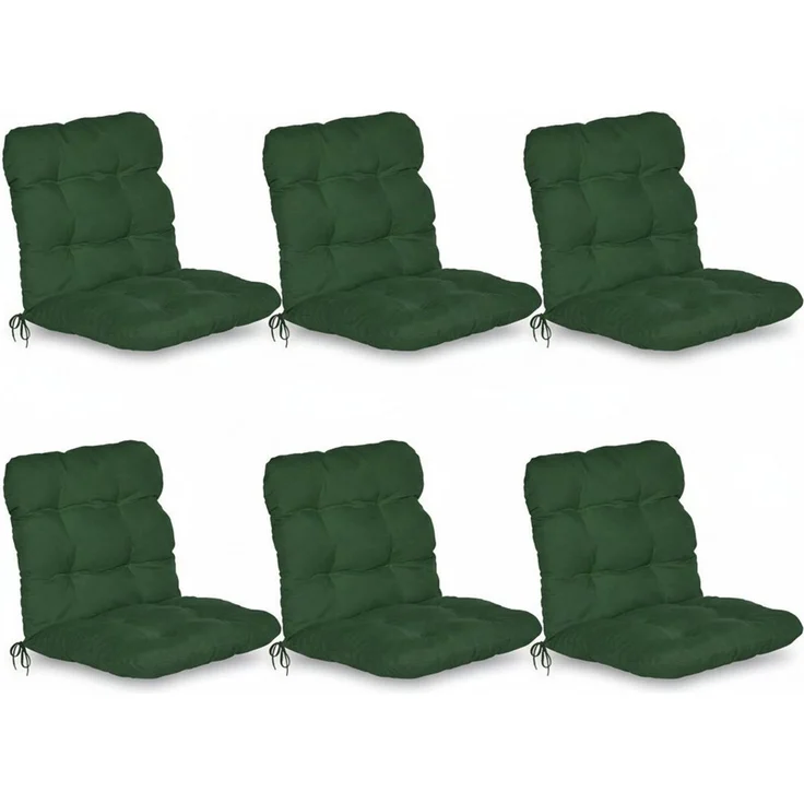 Beautissu Sitzauflage 6er Set Niedriglehner Auflagen Set Flair NL, 100 x 50 x 8 cm, Dunkelgrün, 6er Sitzkissen Niederlehner, Sitzpolster Gartenstuhl & Gartenmöbel – Bild 1