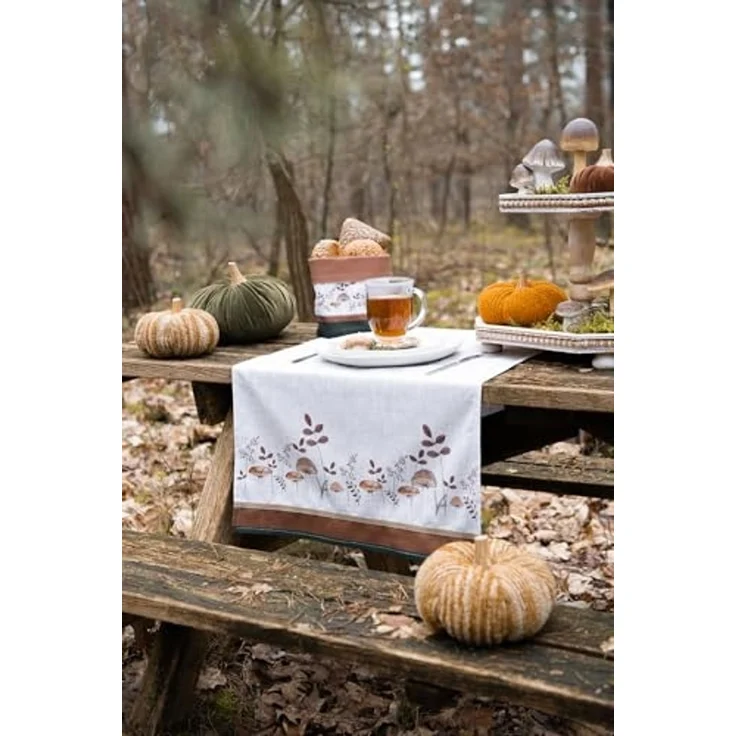 Clayre & Eef Tischläufer Little Fall Jewels (Set 1-tlg, 1-teilig), Tischläufer Tischdecke ca. 50x160cm Baumwolle – Bild 6