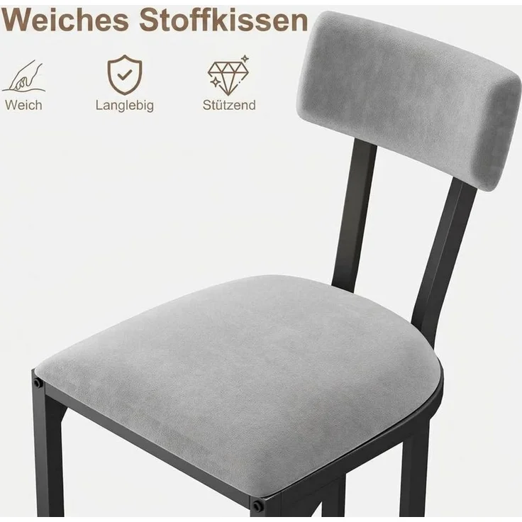 GarveeMore Barhocker 2/4er-Set Tresenhocker mit Rückenlehne für Esszimmer Kücheninselstühle (2 St), hohe Barhocker gepolsterte Metall-Tresenhocker für die Hausbar – Bild 3